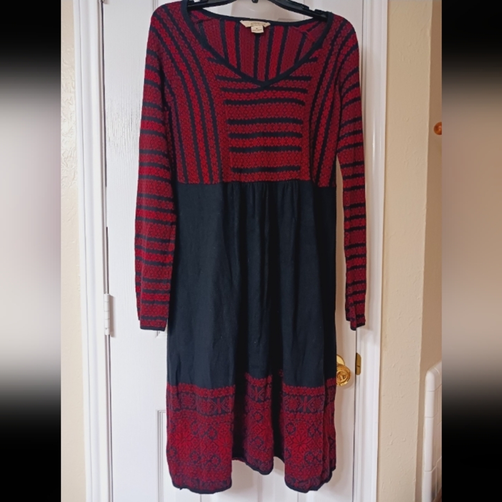 Natural Reflections Red and Black Long Sleeve Dress Size XL. NWOT